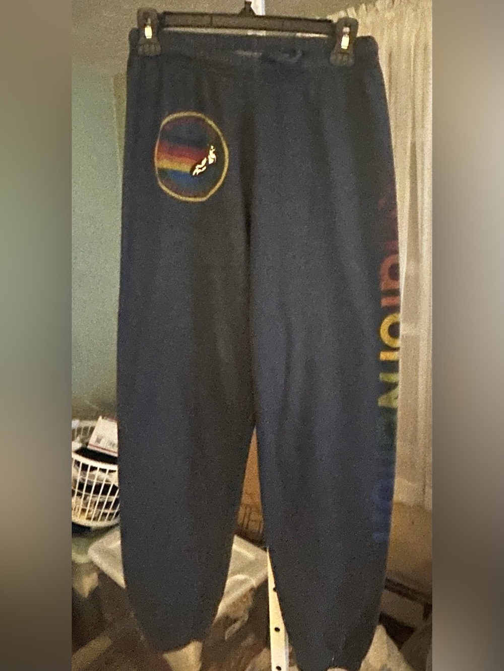 Aviator Nation Navy Sweatpants with Rainbow Logo